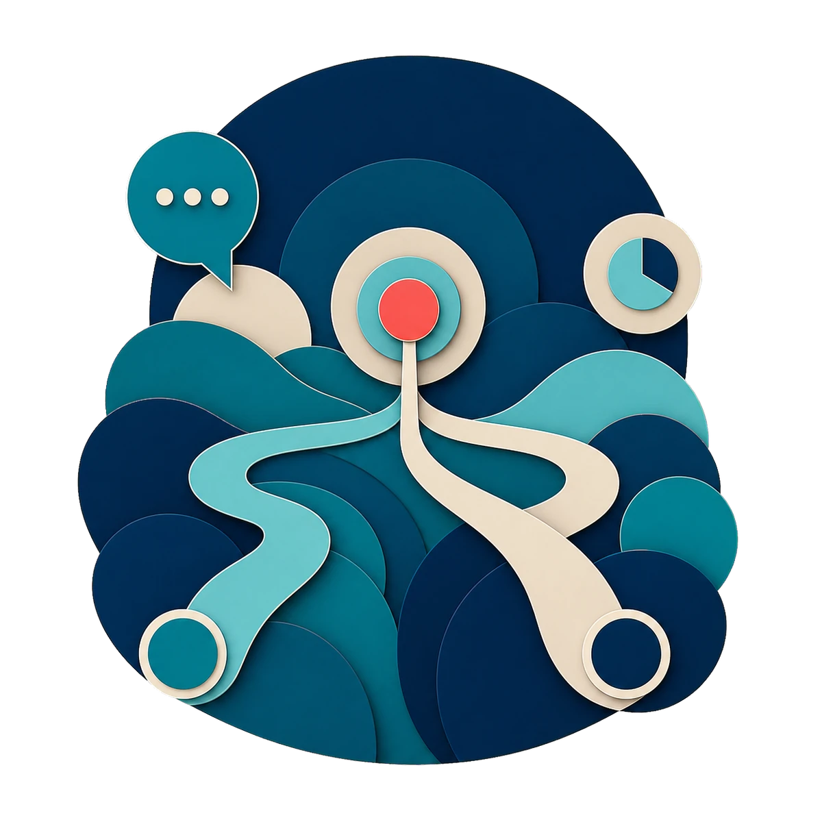 Layered information and decision paths converging toward clearer understanding.